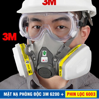 Mặt nạ phòng độc 3M 6200 + 6003 (phun thuốc trừ sâu, phun sơn, chống khói bụi mịn, hóa chất)