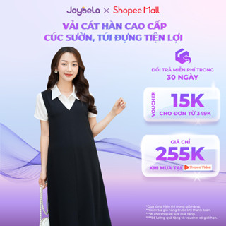 Đầm Bầu Công Sở Mùa Hè JOYBELA Thiết Kế Sơmi Phối Yếm Dáng Suông Giấu Bụng - VA807