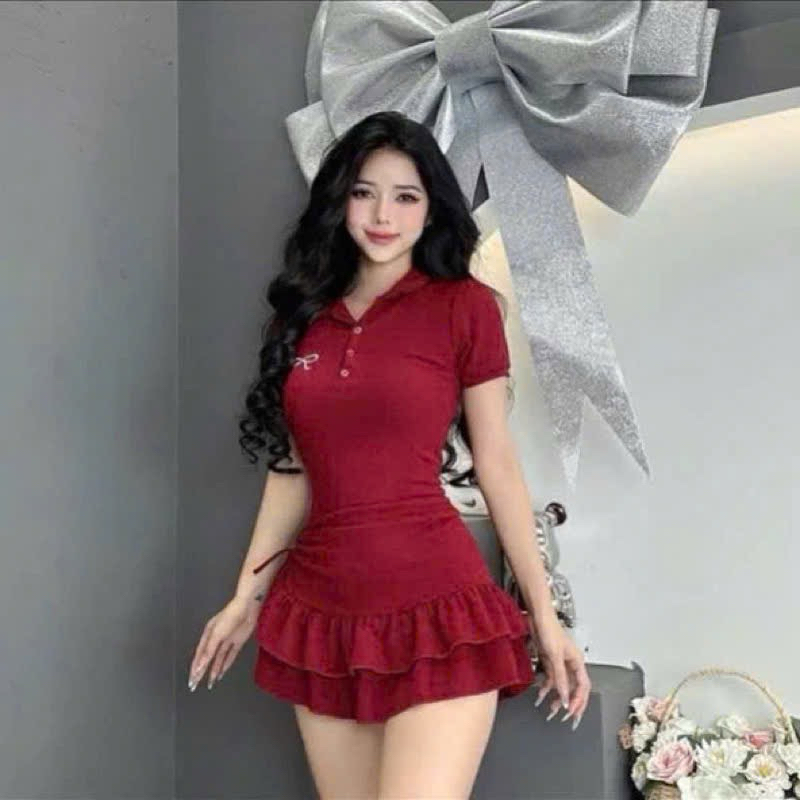 ĐẦM BODY TRỄ VAI RÚT DÂY ĐEN (về thêm ĐẦM TRỄ VAI XÁM TAY DÀI TRƠN/ đầm nơ đỏ - kèm ảnh thật)