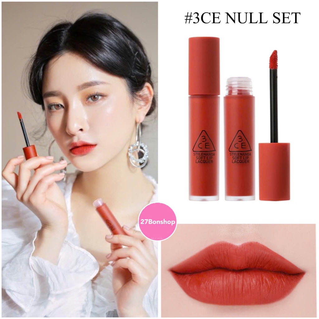 SON KEM LÌ 3CE SOFT LIP LACQUER #NULL SET - ĐỎ GẠCH