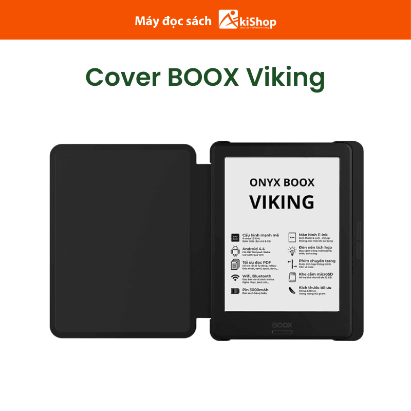 Cover máy đọc sách Boox Viking màu đen chính hãng Akishop