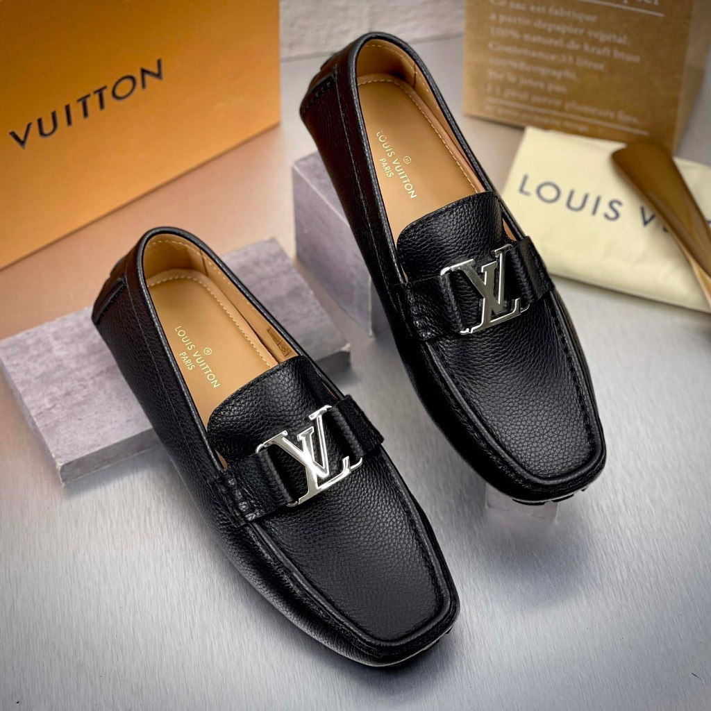 Giày Lười Nam LV da bò thật 100% đế cao su giày tây lười nam cao cấp đủ size 38-44