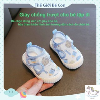 Giày tập đi cho bé chống trượt, giày sandal lưới chống trượt, thoáng khí, đế mềm thoải mái cho bé trai bé gái