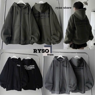 Áo Khoác Nỉ Hoodie Zip INTERBREAK Form Rộng Unisex Nam Nữ - Áo Hoodie dây kéo chất nỉ bông dày dặn nón 2 lớp Ryso Store