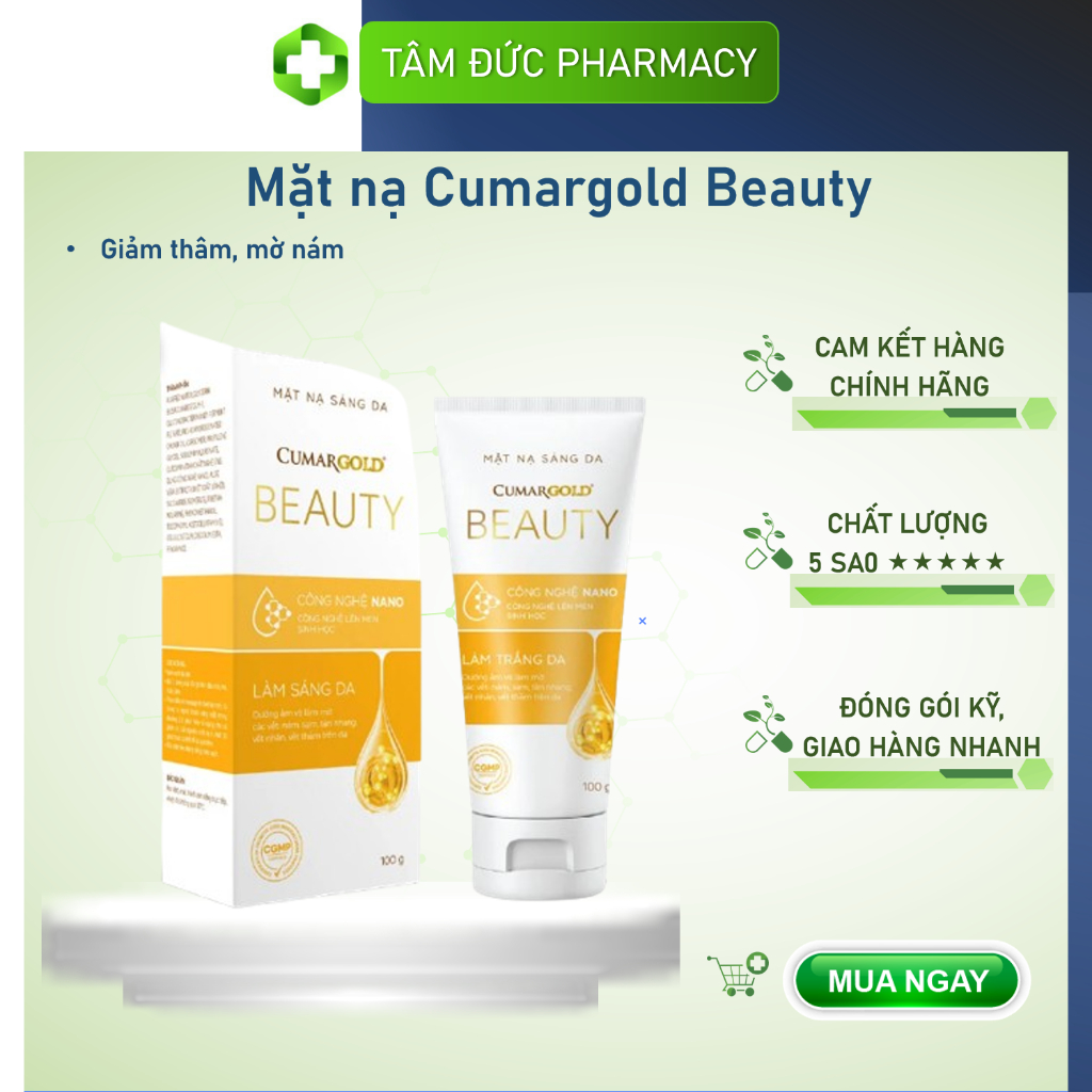 Mặt nạ nghệ sáng da CumarGold Beauty 100g - Giúp mờ thâm nám, mặt nạ nghệ
