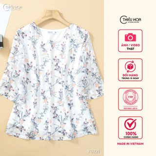 Áo kiểu trung niên, chất liệu voan cao cấp, mềm mát form rộng thương hiệu Thiều Hoa AN4Y0221