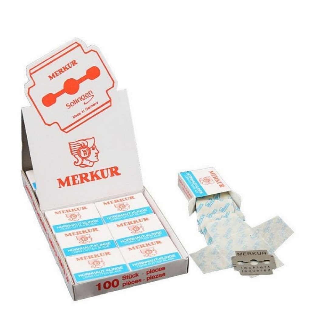 Combo 50 Hộp 100 Dao lam, lưỡi lam cạo gót chân, cạo râu Merkur.