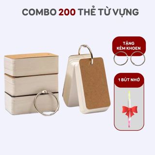 Thẻ từ vựng flashcard combo 200 thẻ 4x7cm trắng hỗ trợ ghi chú học tiếng anh trunhg hàn nhật tiện lợi dễ dàng Zeno