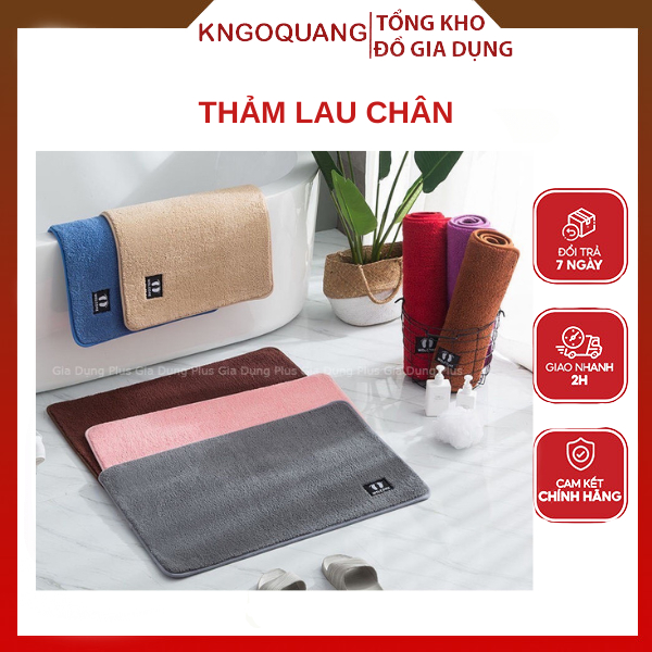 Thảm nỉ lau chân hình chữ nhật, chùi chân lông mềm mịn dày dặn đế chống trơn trượt hàng chất lượng c