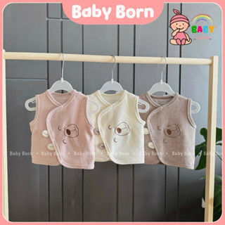 Áo gile nỉ nhung lông thỏ Anminaza cài lệch mềm mại, ấm áp, chất liệu an toàn cho bé AMI0245 AMI0150 Baby Born shop
