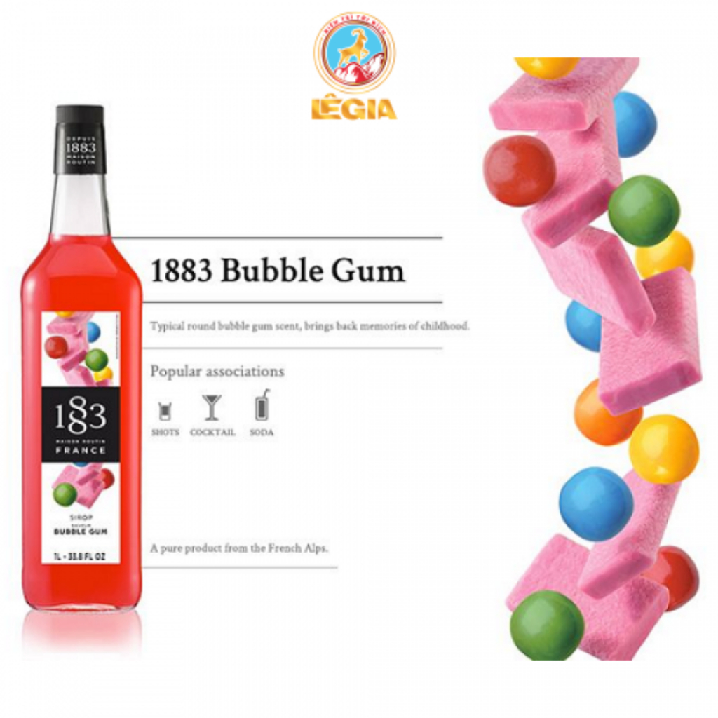 (CÓ MẪU CHIẾT) SIRO/SIRUP 1883 KẸO GUM 1L - 1883 BUBBLE GUM SIRUP