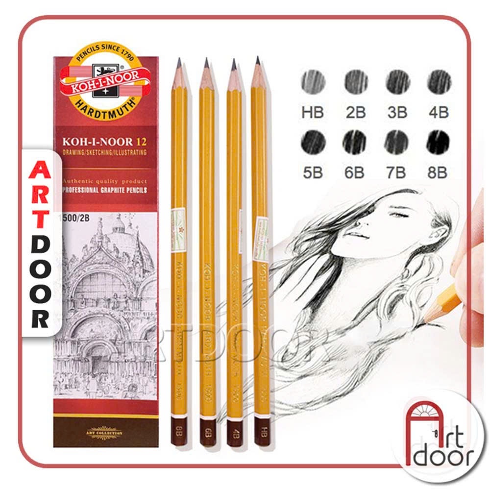 [ARTDOOR] Bút chì phác thảo KOH I NOOR vẽ người, đầu tượng, tĩnh vật, luyện thi hình họa
