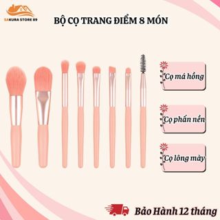 Bộ cọ trang điểm 8 món đa năng, cọ má hồng, cọ makeup vintage đa năng