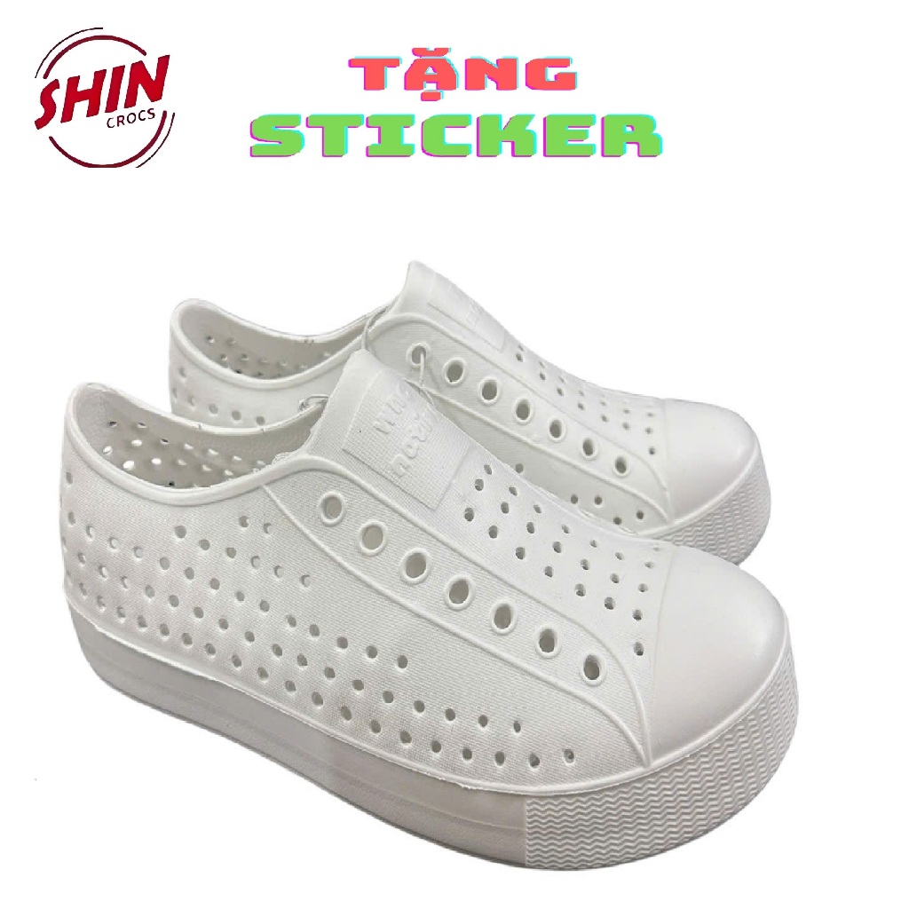 giày native💖FREESHIP💖 trắng full NATIVEWHITE tặng thêm 2 jibitz cài giày native