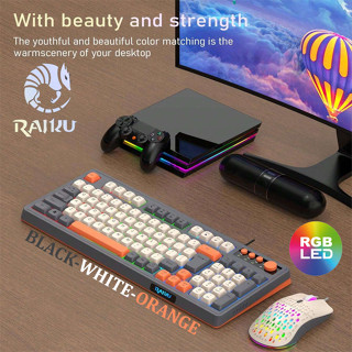  Bộ Bàn phím + Chuột Giả Cơ RAIKU T98- LED Rainbow siêu đẹp có núm xoay phím BPT 