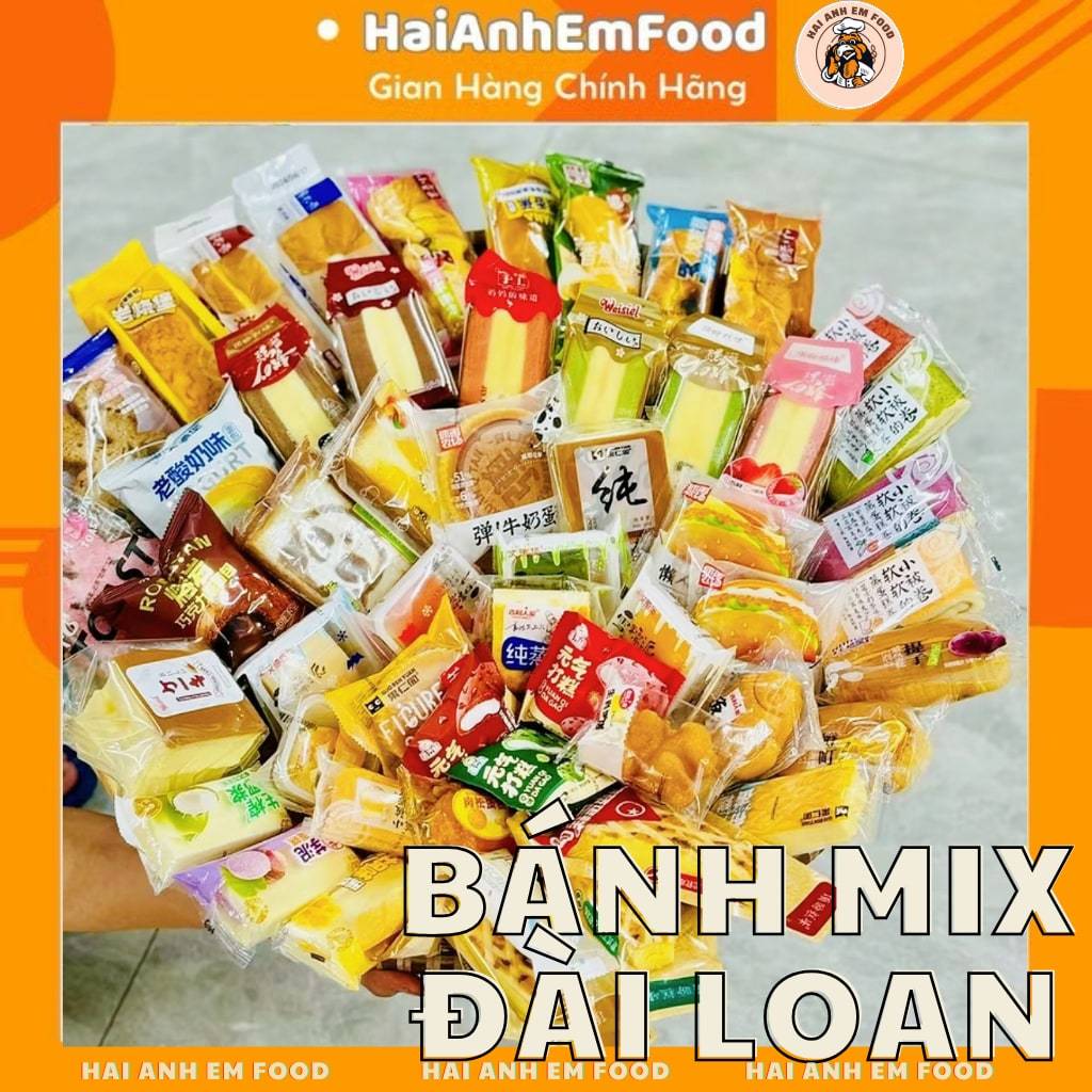 Thùng 2KG Bánh Mì Tươi Mix Đài Loan, Bánh Bông Lan Đài Loan Mix Vị Không Trùng Date Mới, Bánh Mix Đà