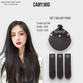 Tóc Giả Kẹp Phím, Sét 3 Dải Kẹp Thẳng Giúp Độn Phồng Tóc