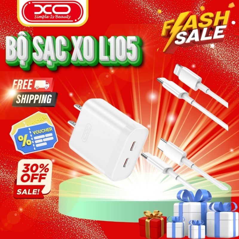 Cục Sạc Nhanh 35W - XO Việt Nam - Sạc Nhanh Đa Năng, Cục Sạc 2 Cổng, Củ Sạc 35W Kèm Dây | XO L105