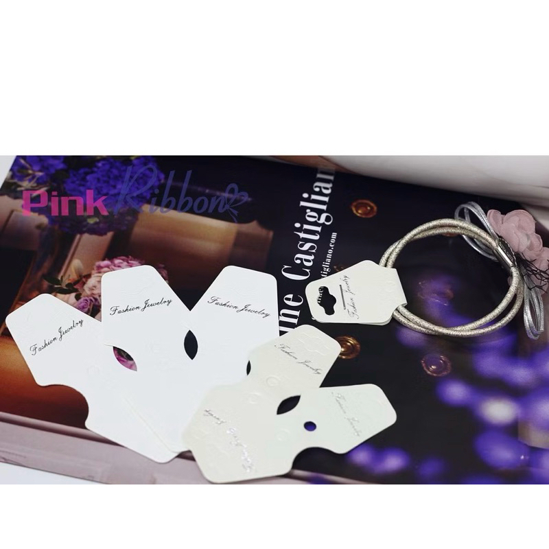 [SET 10 CÁI] Bìa đựng chun màu trắng, nguyên liệu, phụ liệu làm đồ thủ công, phụ kiện tóc