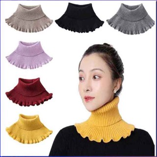 Cổ áo giả vải len ấm chống lạnh mùa đông, Khăn choàng cổ kiêm cổ áo dệt kim cổ lọ giữ ấm chống gió có thể tháo rời