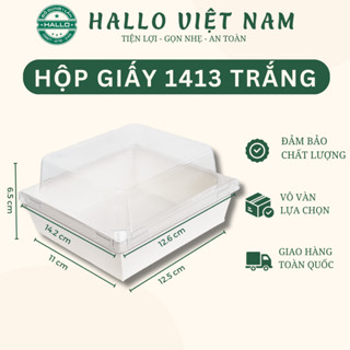  Hộp giấy vuông trắng đựng bánh ngọt - hộp giấy E1314 trắng đựng bánh mochi kem sữa 