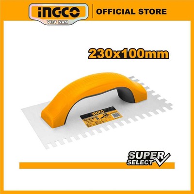 Bay răng cưa ốp lát, bay trét hồ, trét bột cán nhựa 23x10cm INGCO HPTT231025 bay răng cưa, HPT231025 trét bột, trét hồ