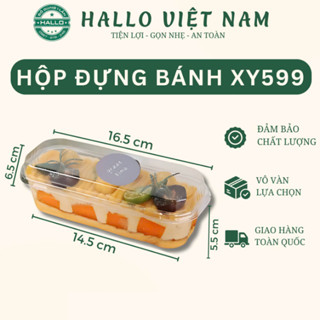 100 Hộp nhựa hình chữ nhật XY599 đựng bánh mousse tiramisu bánh lạnh macaron cookie su kem 