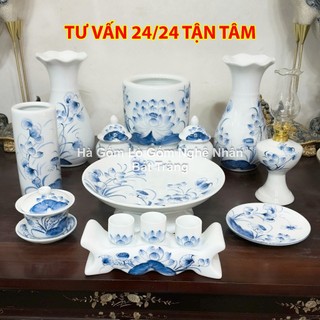  Sen Chàm Vẽ Tay Đồ Thờ Cúng Cao Cấp - Nghệ Nhân Bát Tràng Chế Tác - Bát hương lư hương - bộ đồ cúng 