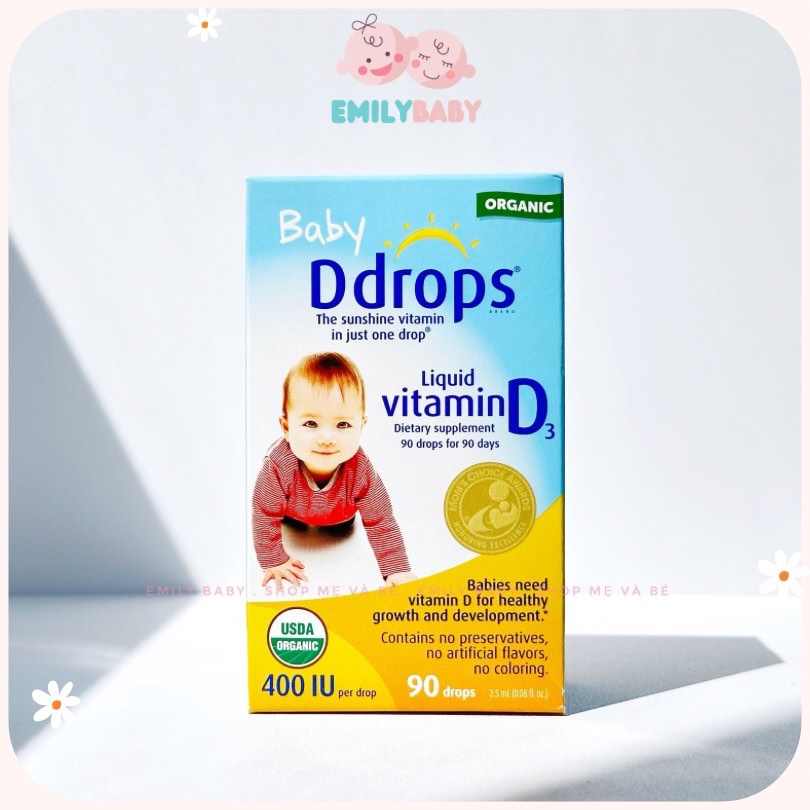 Vitamin D3 Baby Ddrops Mỹ cho bé 0-2 tuổi