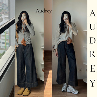 Q628 Quần jeans QCCC nữ ống rộng viền chỉ Audrey