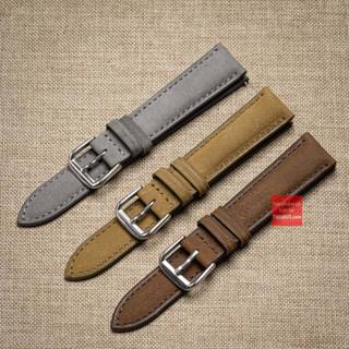 Dây đồng hồ da bò thật da lộn Nubuck kèm khóa thép không gỉ nhiều màu. Size 18-19-20-21-22mm