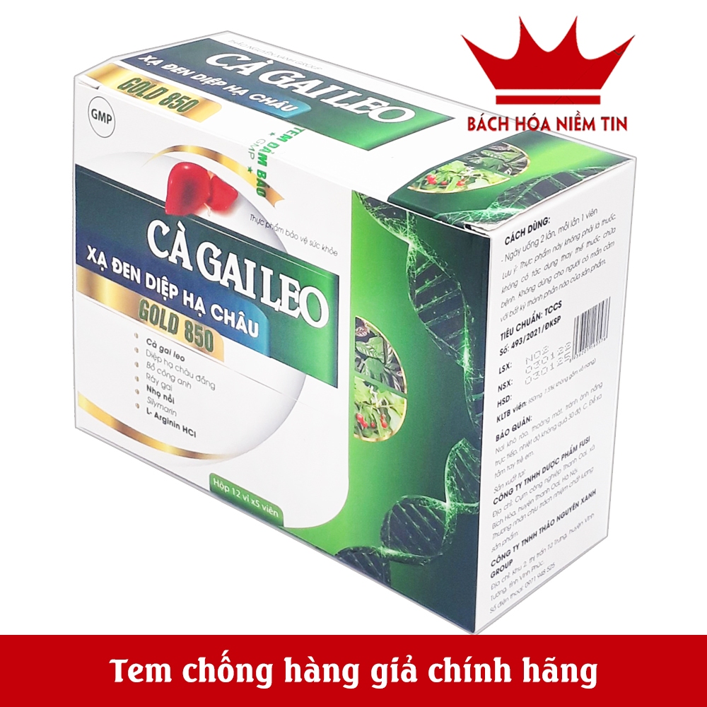 Viên uống mát gan CÀ GAI LEO XẠ ĐEN DIỆP HẠ CHÂU GOLD 850 - Giải độc gan an toàn hiệu quả