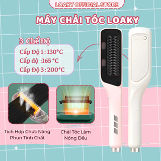 Lược điện chải tóc LOAKY tạo kiểu tóc hiện thị nhiệt độ ion âm chuyên nghiệp uốn tóc, chải thẳng, duỗi tóc dễ dàng 2024.