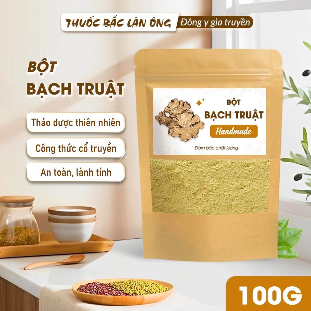 Bột bạch truật 100g, nguyên chất, thơm mịn, bột thảo mộc pha uống, đắp mặt, làm đẹp - Lãn Ông
