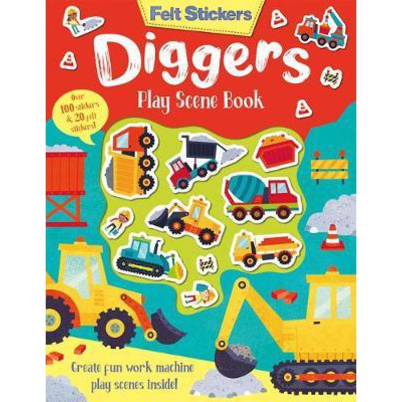 Sách tiếng anh tương tác cho bé Felt Stickers Diggers Play Scene Book | BOOKMEDI