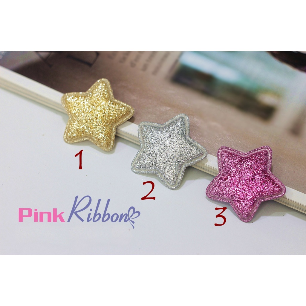 SET 5C - Sao nhũ béo 4cm phụ kiện thời trang, gắn lên phụ kiện tóc, làm phụ kiện nơ bờm kẹp tóc, DIY, handmade