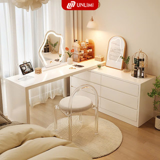 Bàn trang điểm kèm tủ đựng đồ đa năng màu full trắng gỗ MDF cao cấp thương hiệu UNLIMI - UP325