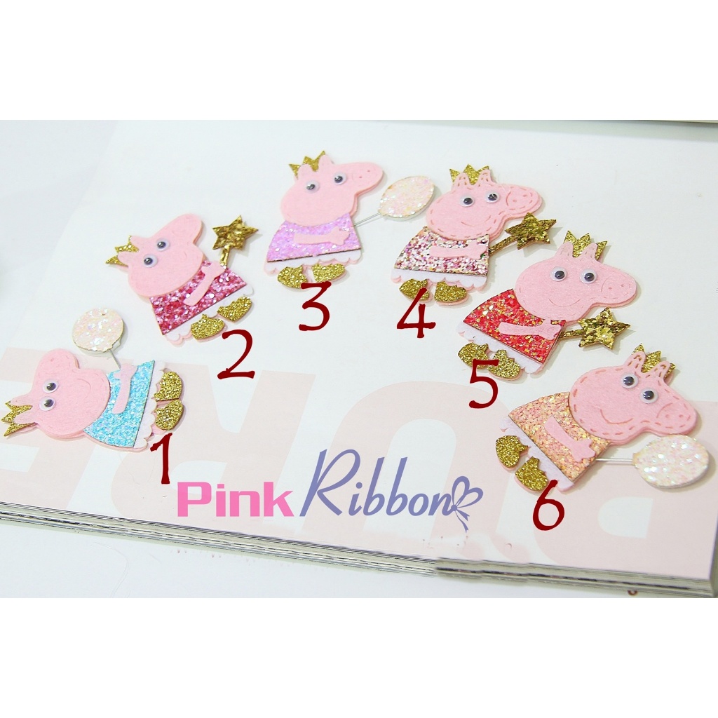 SET 2C - Peppa Pig nhũ phụ kiện thời trang, gắn lên phụ kiện tóc, làm phụ kiện nơ bờm kẹp tóc, DIY, handmade