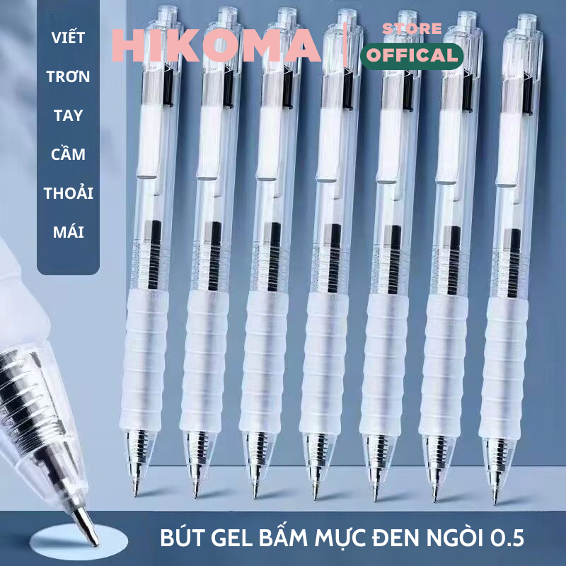 Bút bi nước đen nhanh khô mực đều ngòi 0.5mm bút gel đệm tay êm ái văn phòng phẩm