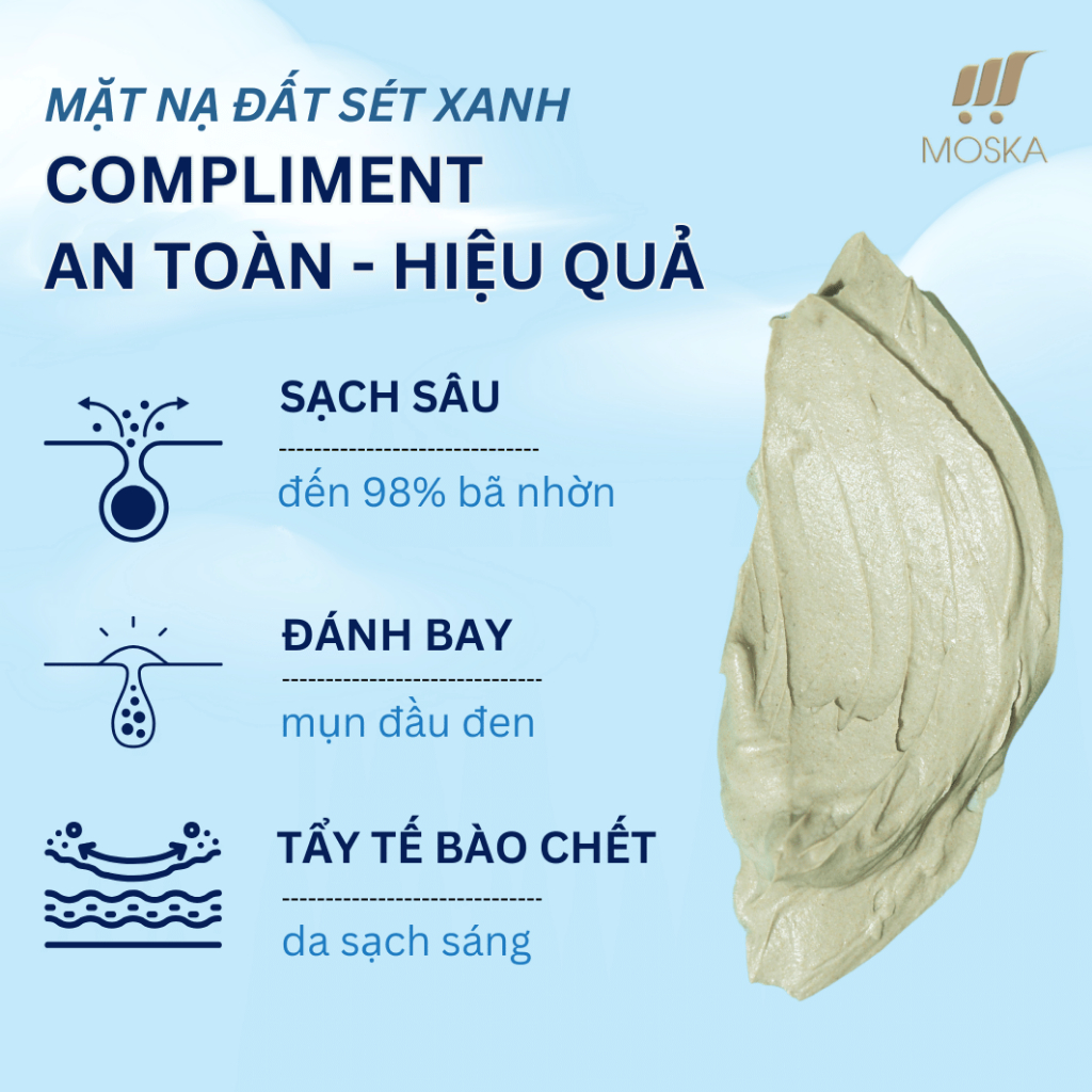 Mặt nạ AHA Nga đất sét xanh Compliment giảm mụn, se khít chân lông 80ml (VẠCH XANH LÁ)