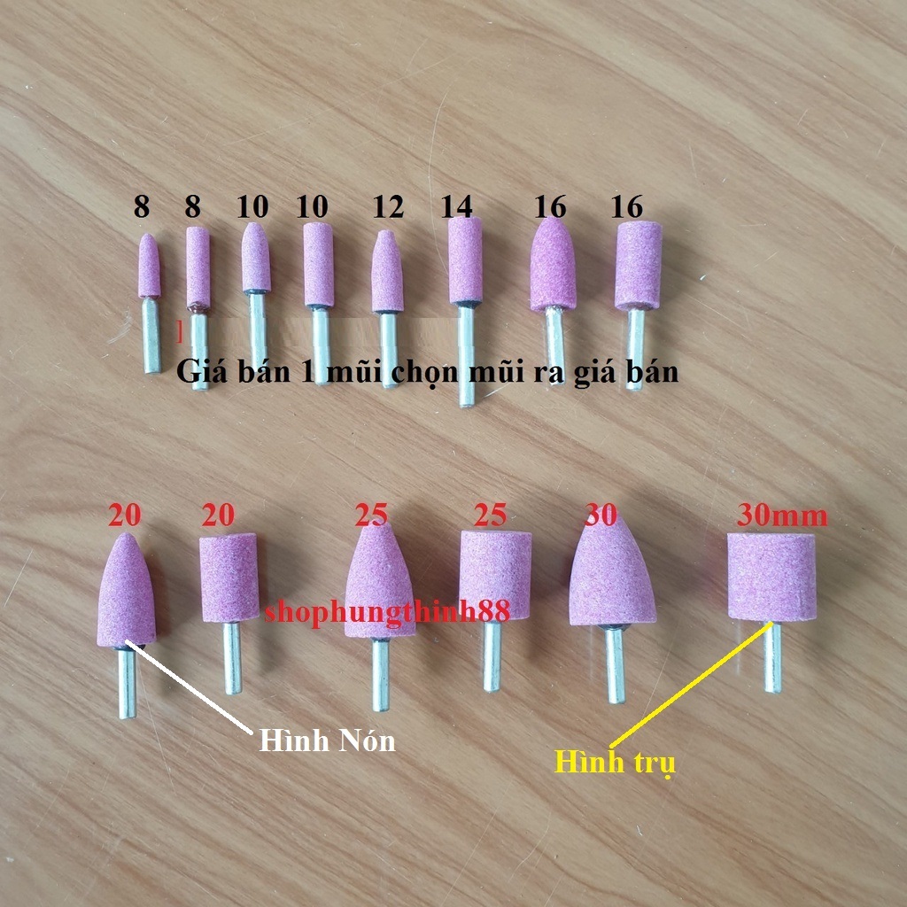 Mũi đá mài chân 6mm mài gỗ mài nhôm mài đồng mài sắt thép đá mài lốp xe đá mài hình trụ đá mài hình 