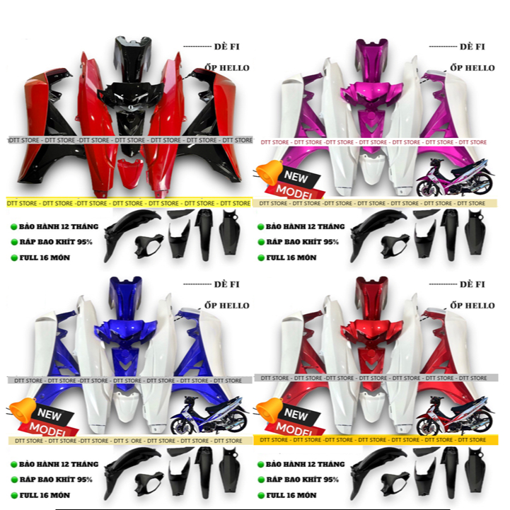 [FULL MÀU] Dàn áo Sirius Ốp Sihello Dè Fi - Full 16 món nhựa đen nhám (Xem mô tả)