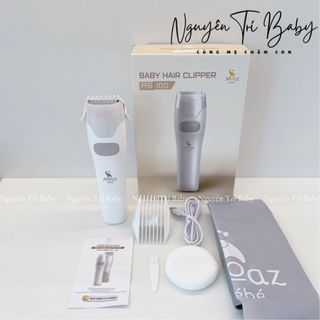 Tông đơ cắt tóc cho bé Moaz bebe MB100 có chức năng hút tóc, chống nước, bảo hành chính hãng 12 tháng