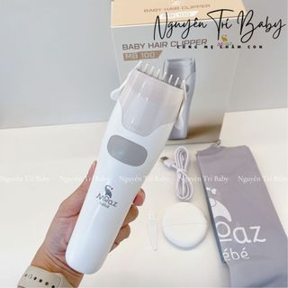 Tông đơ cắt tóc cho bé Moaz bebe MB100 có chức năng hút tóc, chống nước, bảo hành chính hãng 12 tháng
