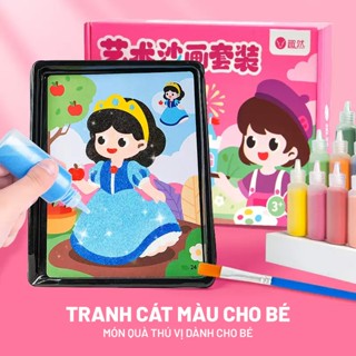 Bộ Tô Màu Tranh Cát Thủ Công 36 Màu Cát Sắc Màu Cùng Nhiều Tranh Cho Bé Sáng Tạo