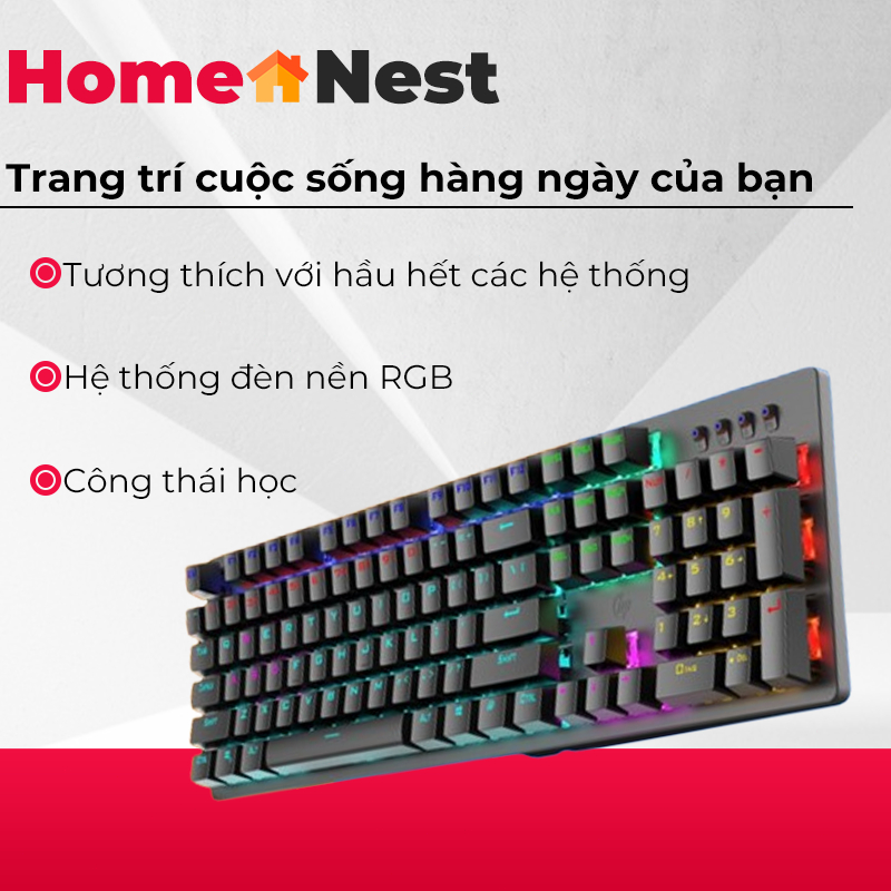 Bàn phím cơ chính hãng HP GK100F kết hợp bàn phím chơi game có đèn nền 104 phím Led đẹp phù hợp cho 