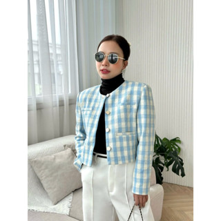 Áo Dạ Tweed Nữ Cổ tròn, Áo dạ dáng ngắn Miolady Có 2 Túi Siêu Sang chảnh, 2 lớp dày dặn có đệm vai