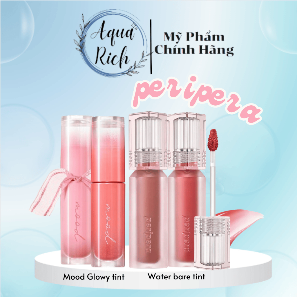 Son Tint Bóng Peripera Ink Mood Glowy Tint + Water Bare Tint [01 - 02 - 05 - 06 - 07 - 08]
