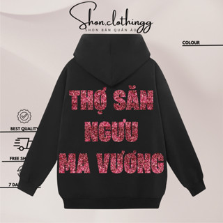 Áo Khoác Hoodie Zip Thợ Săn Ngưu Ma Vương Kim Tuyến Hồng- Hoodie In Theo Yêu Cầu Nỉ Bông Dày Dặn