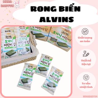 Rong biển hữu cơ Alvins, Rong biển hữu cơ tách muối Alvins cho bé ăn dặm Hộp 15G